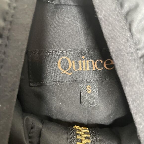 Quince Quilted Jacket Womens Small Black Featherless Quilted Long Full Zip - Picture 6 of 9